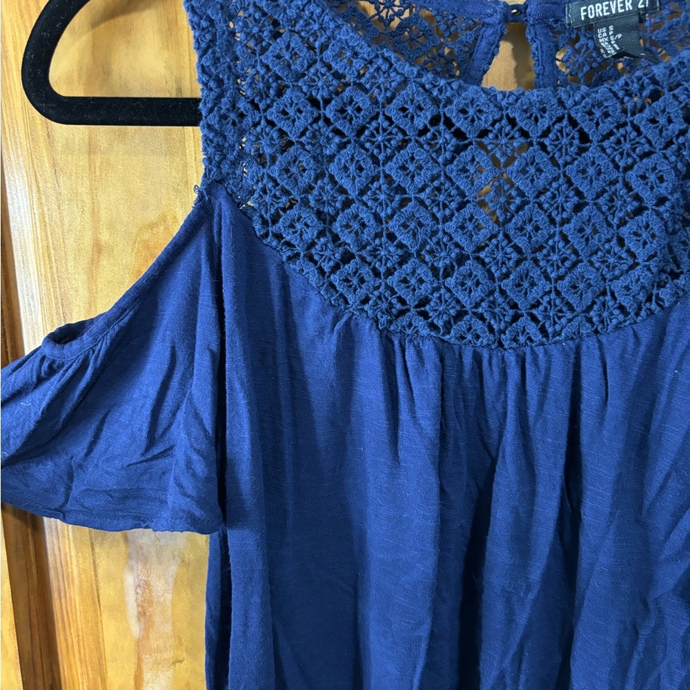 FOREVER 21 | Navy Lace Off the Shoulder Top - Picture 3 of 5
